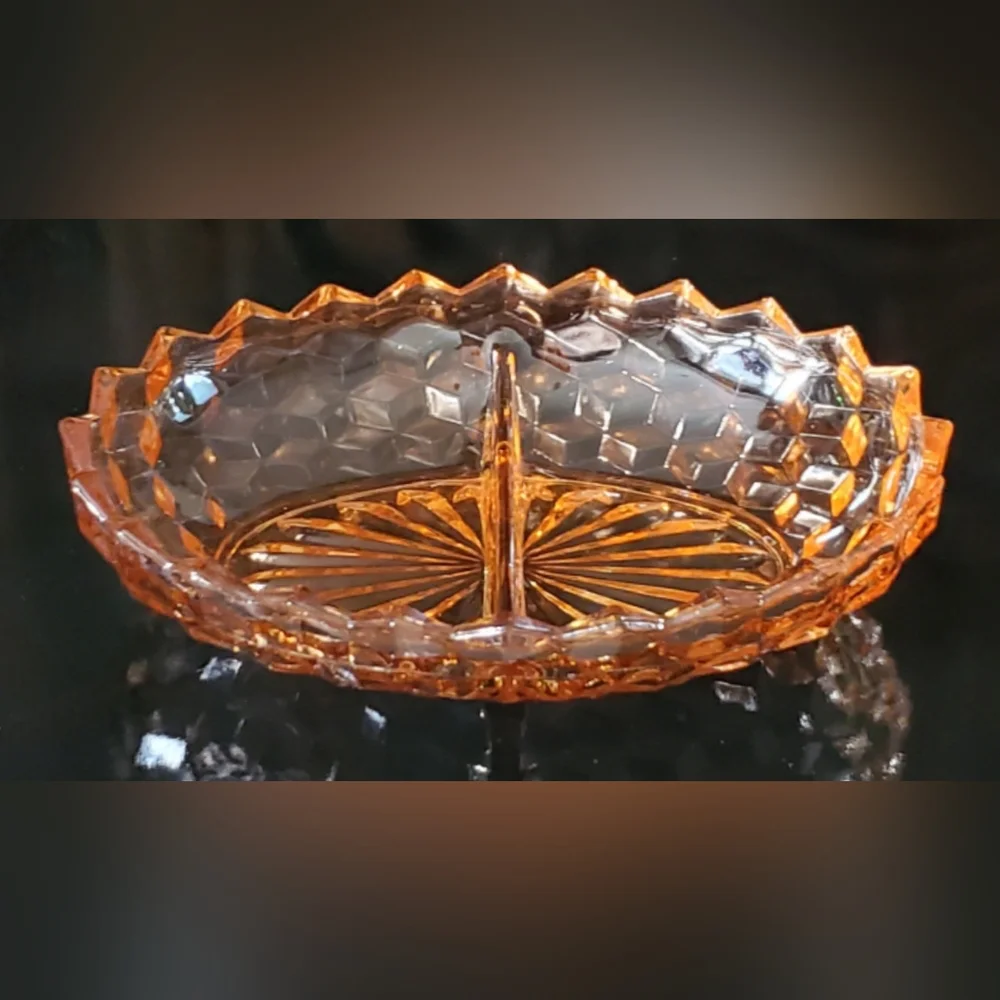 Vntg "Whitehall Peach" 2-Part 10" Oval Dish by Colony - Picture 4 of 16